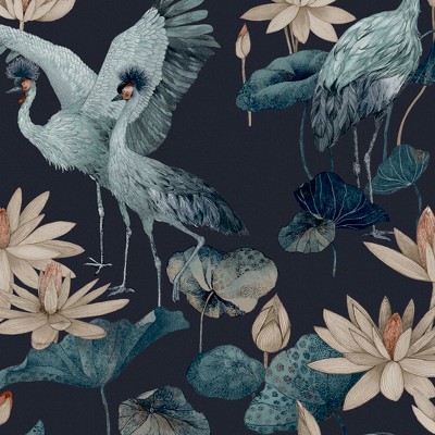 Teien Navy Blue Birds Tropical Paste the Wall Wallpaper