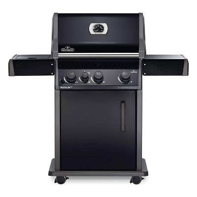 Napoleon Rogue XT 425 3 Burner 51000 BTU Outdoor Propane Gas Grill with Side Infrared Burner and Folding Shelves, Black