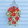 Collections Etc LED Lighted Artificial Poinsettia Metal Wall Basket 14 X 8 X 24 Red - image 2 of 2