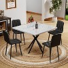 TiramisuBest Modern 7-Piece Dining Table Set with Faux Marble Compact 55Inch Kitchen Table Set for 6, White+Cherry - 2 of 4