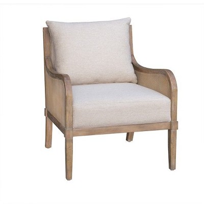 NicBex Polyester Accent Chair,Upholstered Living Room Chairs with Cane Back and Curved Arms,Mid-Century Armchair,Accent Chairs for Living Room,Beige