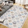 Boho Floral Area Rug , SoftFaux Wool Shag Rugs Farmhouse Washable Anti Slip Large Carpet Rug for Entryway Bedroom Living Room Hallway and Laundry Room - 4 of 4
