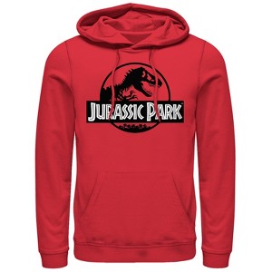 Men's Jurassic Park Black and White Logo Pull Over Hoodie - 1 of 3