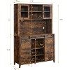 70" Farmhouse Coffee Bar Wine Cabinet with Sliding Barn Doors and Storage, Pantry Cabinet with Wine & Glasses Rack, for Kitchen, Dining Room - 2 of 4