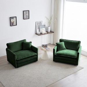 APRILSOUL Set of 2 Accent Chair High-end Chenille Upholstered Armchairs, Living Room Side Chairs with Toss Pillow - 1 of 4