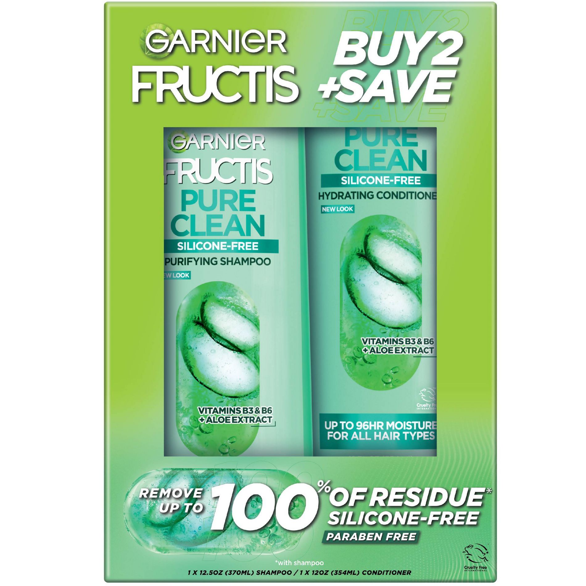 Garnier Pure Clean Everyday Shampoo & Conditioner - 25 fl oz/2pk: Vegan Formula with Aloe, Silicone-Free