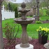 Sunnydaze Outdoor 2-Tier Pineapple Solar Powered Water Fountain with Battery Backup and Submersible Pump - 46" - Earth Finish - image 3 of 4