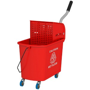 9.5 Gallon (38 Quart) Mop Bucket with Wringer Cleaning Cart, 4 Moving Wheels, 2 Separate Buckets, & Mop-Handle Holder - 1 of 4