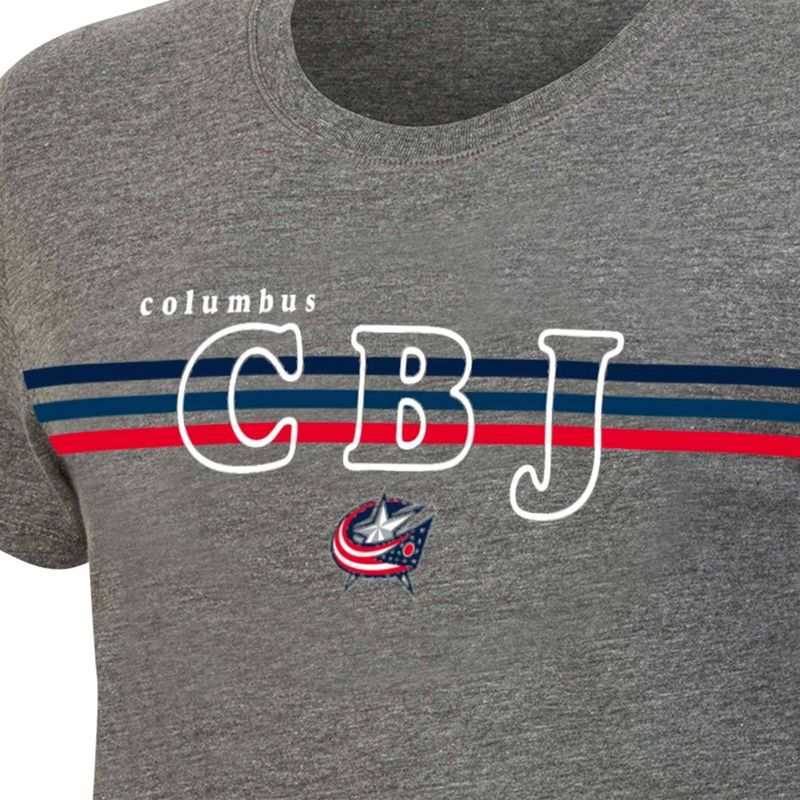 NHL Columbus Blue Jackets Women&#39;s Gray Short Sleeve Fashion T-Shirt, 3 of 4