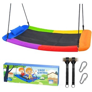 Etokfoks 800 lbs 60 Inch Skycurve Platform Tree Swing with Pillow for Kids and Adults Outdoor Textilene Fabric 9.8 FT Straps 1 Piece - 1 of 4