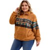 Agnes Orinda Women's Plus Size 1/4 Zip Fleece Long Sleeve Fuzzy Casual Western Aztec Print Pullover Sweatshirt with Pockets - 2 of 4