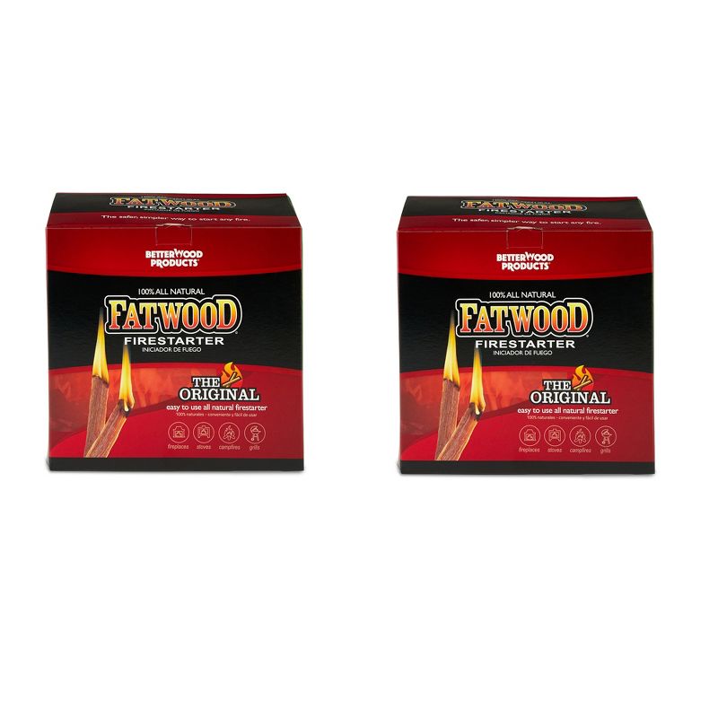 Betterwood 10lb Fatwood Natural Pine Firestarter (2 Pack) for Campfire, BBQ, or Pellet Stove; Non-Toxic and Water Resistant, 1 of 8