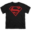 Boys' Short Sleeve Superman Red On Black Shield T-Shirt - 2 of 4