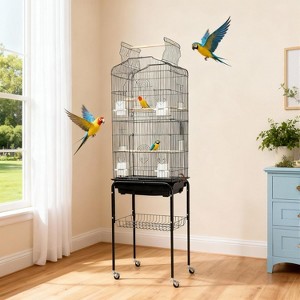 Garvee 59.5Inch Large Bird Cage, Metal Parakeet Cage with Rolling Stand, Parrot Cage, Feed Bowls for Parakeets, Cockatiel, Conures, Cockatoo - 1 of 4