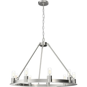 Hunter Fan 9-Light Saddlewood Chandelier Brushed Nickel : Industrial Farmhouse, ETL Listed, Metal Body - 1 of 3