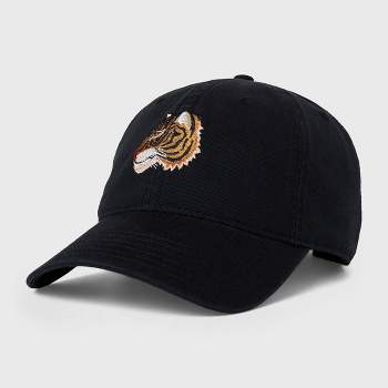 Men's Tiger Patch Cotton Baseball Hat - Black Wash