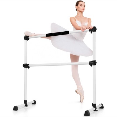 Costway 4ft Portable Ballet Barre Freestanding Adjustable Double Dance Bar Silver