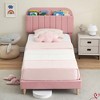 Twin/Twin XL Bed Frame with Storage Headboard Velvet Upholstered Platform Bedframe for Kids No Box Spring Needed - 4 of 4