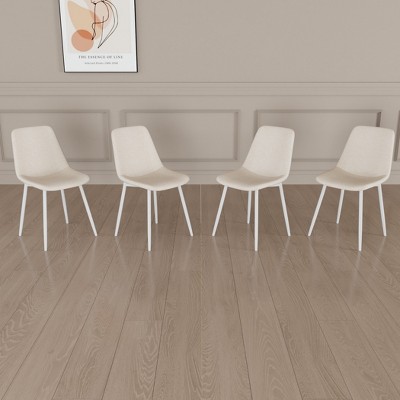 Dining Chairs Set of 4, Modern Accent Chairs, with Sturdy Black Metal Legs