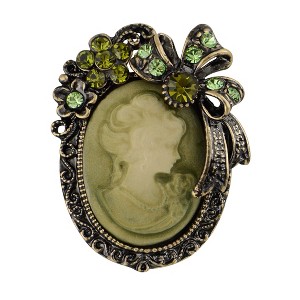 Anna-Kaci Vintage Inspired Crystal Rhinestone Victorian Lady Cameo Brooch Pin Maiden Flower Ribbon Bow Pendant - 1 of 4