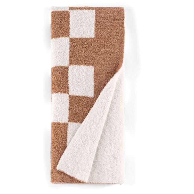 Shiraleah Tan and White Super Soft Tanner Reversible Throw, 4 of 5
