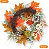 Coucheta 20 Inch Fall Wreath - Thanksgiving Wreath with Eucalyptus, Berries, Pumpkins - For Front Door, Porch Wall, Home Outdoor Decor - 2 of 4