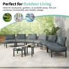 Outdoor Sectional Sofa Set, 8 Pcs Half Moon Sofa With Tempered Glass Coffee Tables, Sofa with Aluminum Frame and PE Cushions-Coolbibila - 3 of 4