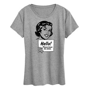Women's - Instant Message - Vintage Please Leave Me Alone Short Sleeve Graphic T-Shirt - 1 of 4