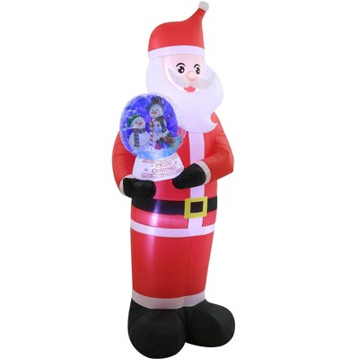 Occasions 8' INFLATABLE SANTA HOLDING SWIRLING LIGHTS SNOW GLOBE,  Tall, Multicolored