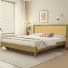 LuxenHome Natural Finish Rubberwood with Rattan Panel Headboard, Queen Brown - 2 of 4