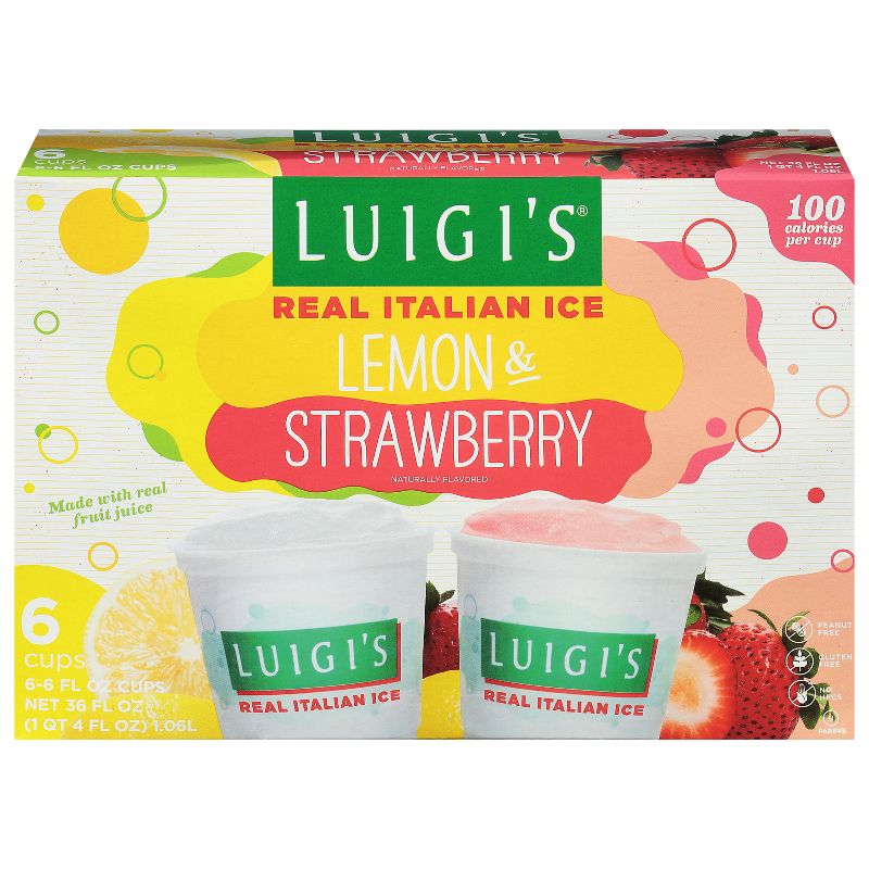 Luigi&#39;s Lemon and Strawberry Real Italian Ice - 6ct, 1 of 6