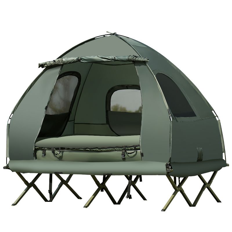 Tangkula Folding 2-Person Camping Tent Cot Portable Pop-Up Tent with Sleeping Bag&Air Mattress for Outdoor Activity, 2 of 9