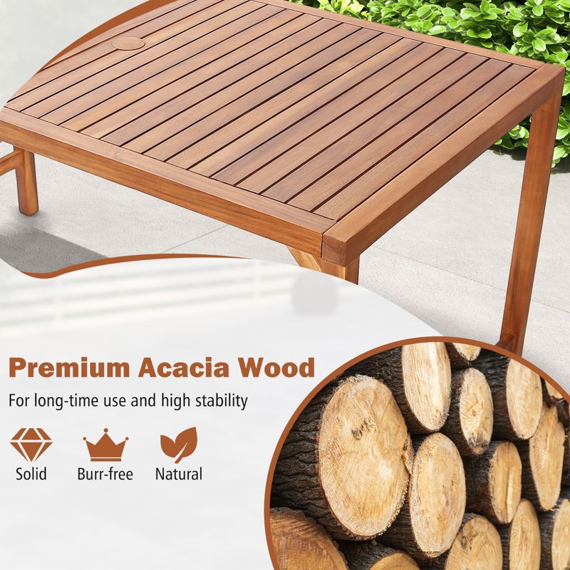 Tangkula Rectangle Acacia Wood Dining Table Spacious Slatted Top Up to 6 Patio, 2 of 6