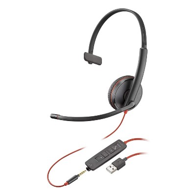 Plantronics Blackwire 3215 USB-A Corded / Wired Computer Headset, Single Ear Headset (Monaural), Black - Plantronics a Poly Company