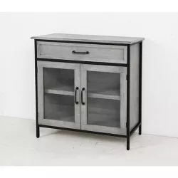 2 Door Wood and Metal Cabinet - StyleCraft