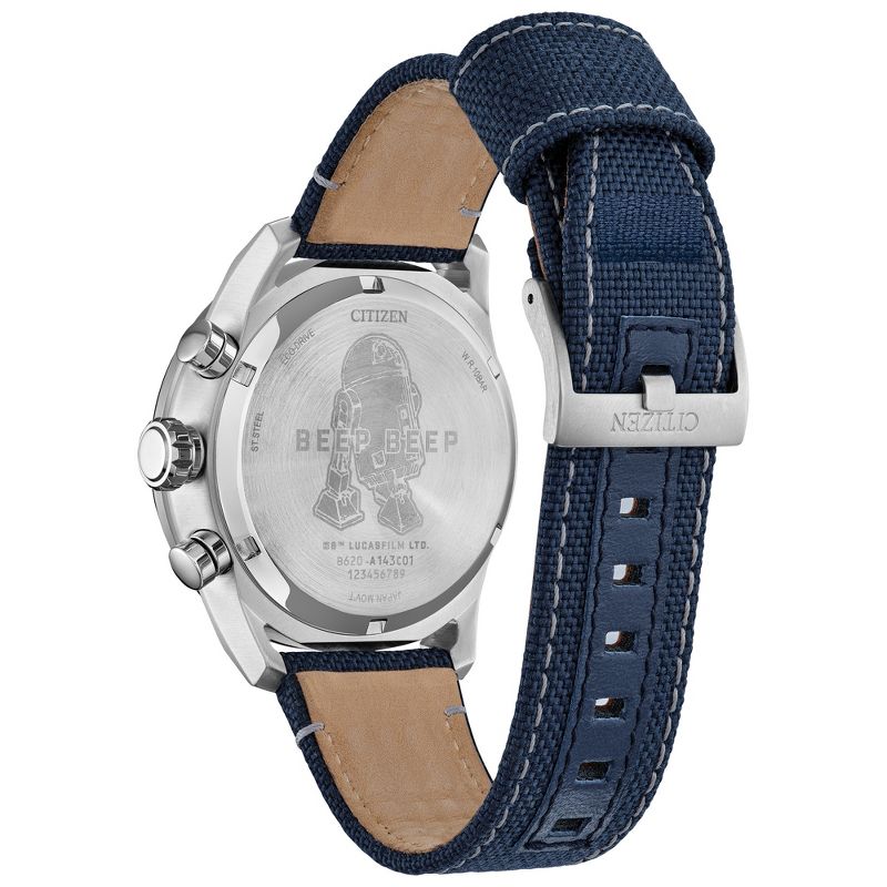 Citizen Star Wars Eco-Drive featuring R2-D2 3-hand Silvertone Blue Canvas Strap, 4 of 7