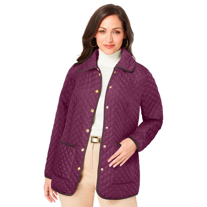 Jessica London Women's Plus Size Snap-Front Quilted Coat, 1 of 2