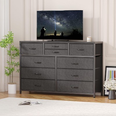 Whizmax 10-Drawer Multifunctional TV Stand & Dresser with Metal Frame | Space-Saving Bedroom Storage Organizer for Clothes & Media