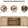 Rattan TV Stand with Adjustable Shelves, Entertainment Center for 65in TV, 2-Tier Storage Media Cabinet, Mid-Century Furniture for Living Room - 3 of 4