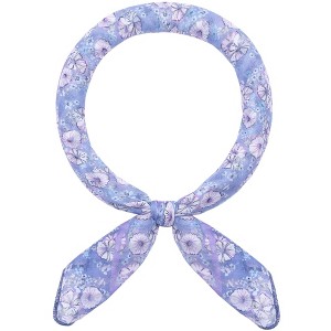 INSPIRE CHIC Women's Floral Stripes Printed Square Cotton Blended Gauze Neck Scarves 1Pc - 1 of 4