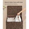 34.3 Gal. Laundry Hamper, 2-Section Handwoven Water Hyacinth Wicker Laundry Basket with Lid, Removable Liners, Espresso - 4 of 4