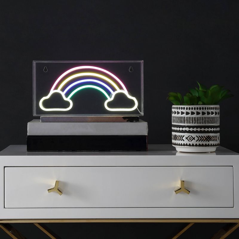 11.75&#34; Rainbow Contemporary Glam Acrylic Box Pendant (Includes LED Light Bulb) Neon - JONATHAN Y, 5 of 6