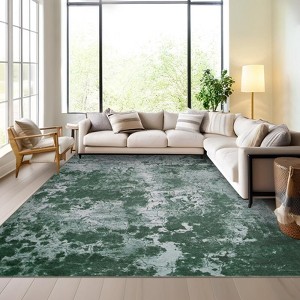 Abstract Machine Washable Rug with Non Slip Backing Ultra-Thin Non Shedding Stain Resistant Indoor Carpet for Living Room Bedroom Dining Room - 1 of 4