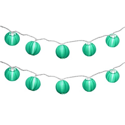 10ct 3"Electric String Light with Nylon Lanterns Turquoise