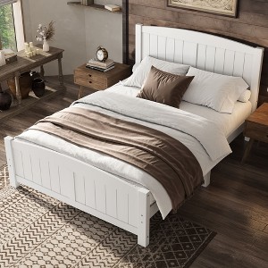 Kumasinova Full/Queen/King Platform Bed with Headboard,Solid Wood Bed Frame with Support Slats,No Box Spring Needed,Noise-Free Structure - 1 of 4