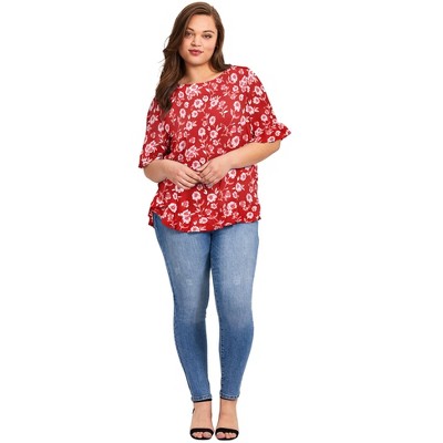 Avenue Women's Plus Size Ruffle Hem Top