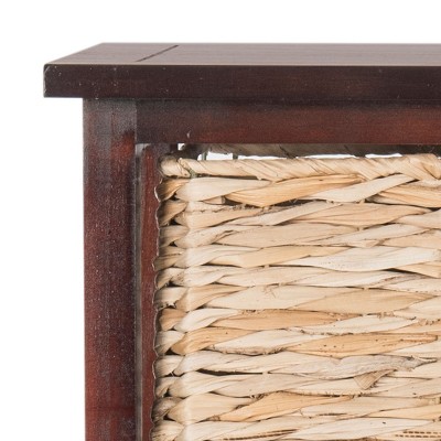 Cherry Pine 5-Drawer Wicker Basket Storage Tower