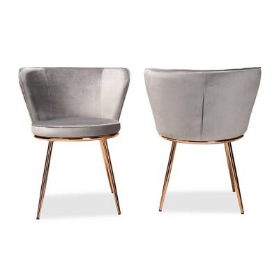 Elevate High-Back Grey Velvet & Cane Armchair with Rose Gold Legs