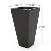 Kumasinova 13" Tapered Outdoor Planter,Modern Lightweight Cast Stone Pot for Patio,Garden,Balcony Decor,Black - 2 of 4
