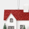 Glittered House with Red Roof and Bottle Brush Trees Christmas Tree Ornament White - Wondershop™: Indoor Use, 3.5" Height - 3 of 3